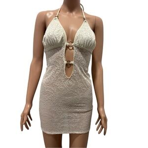 Elegant Cream Halter Swim Coverup